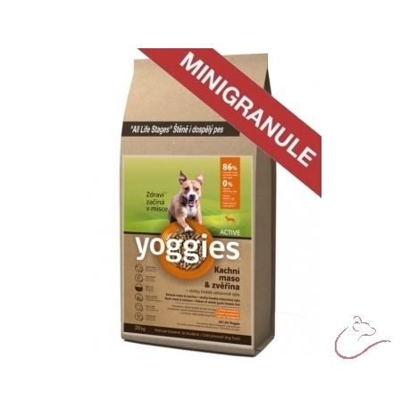 Yoggies Active kačica a jeleň MINIGRANULE lisované za studena 4kg