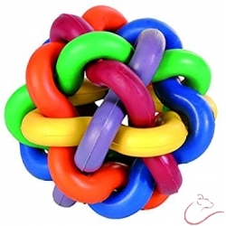 Guľa-viacfarebná tkaná 9,5 cm hračka pre psov
