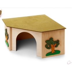 Rohový domček pre králiky XL (stromy) 27×27×15 cm