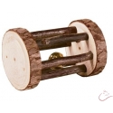 Hračka drevený valček rozmer 5 x 7 cm s rolničkou pre malé hlodavce-kôra